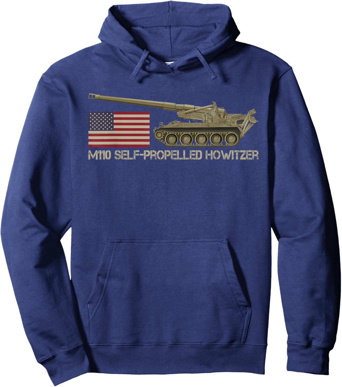 M110 Self-propelled Howitzer USA American Flag Hoodie - Hoodie | Navy