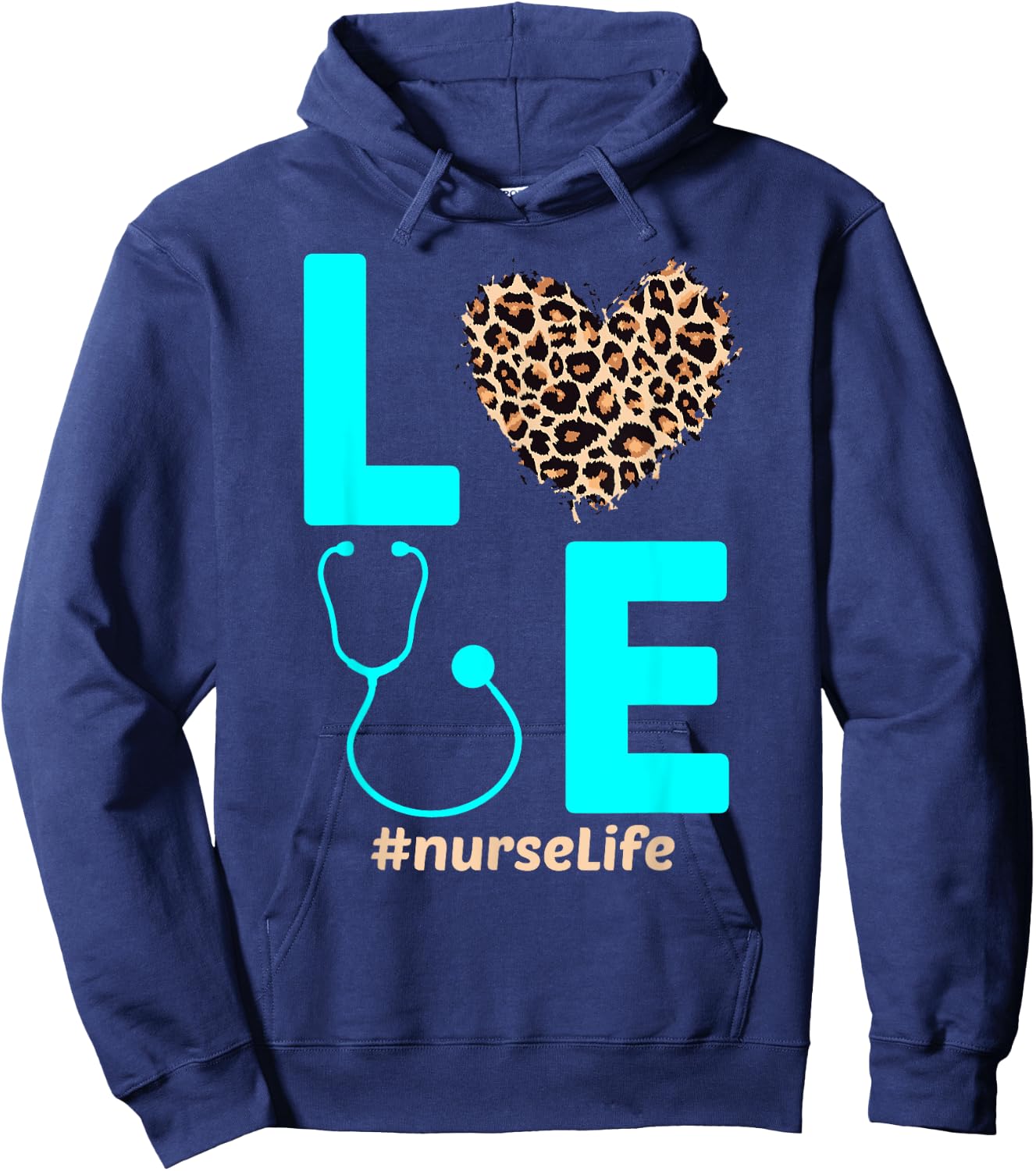 Nurse Life RN LPN CNA School Cheetah Heart Leopard Hopeful Hoodie - Hoodie | Navy