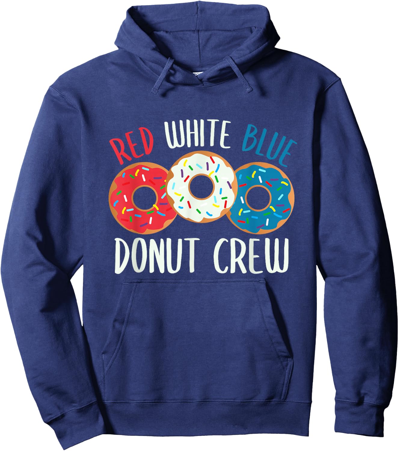 Donut Crew Red White Blue July 4th Women's American Doughnut Hoodie - Hoodie | Navy