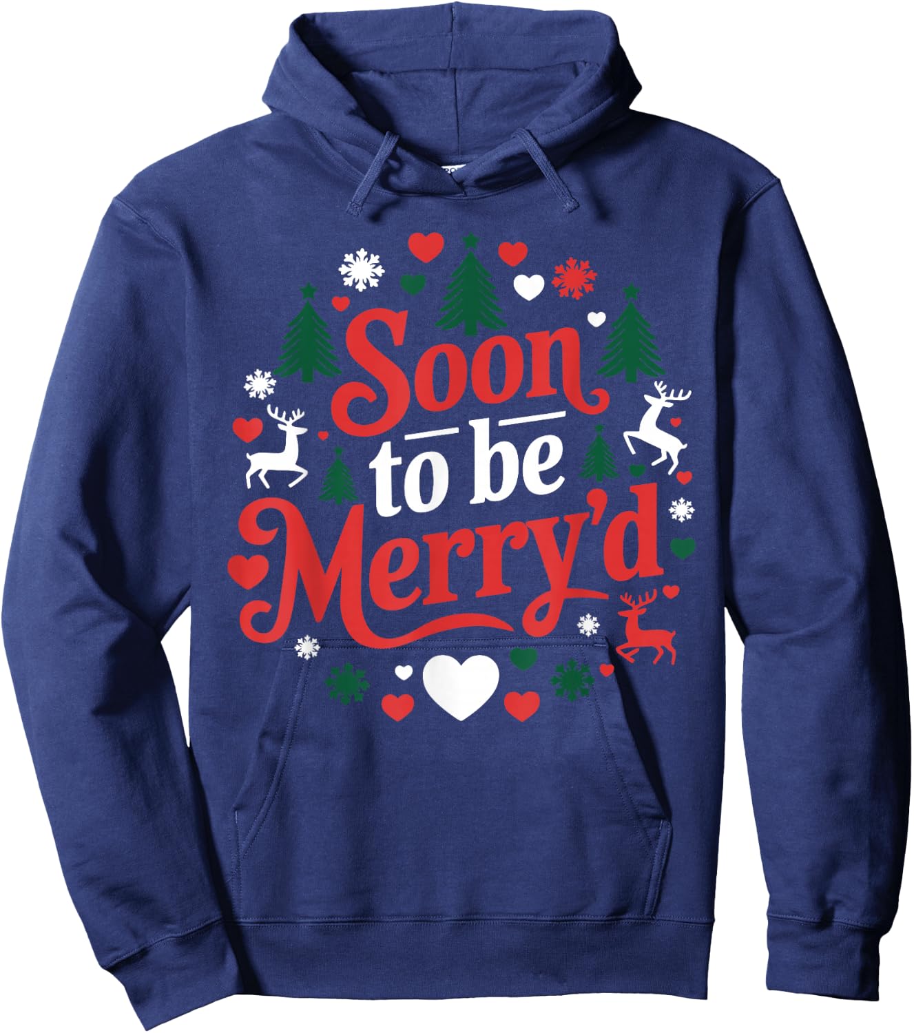 Soon To Be Merry'd Christmas Engaged Couple Matching Family Hoodie - Hoodie | Navy