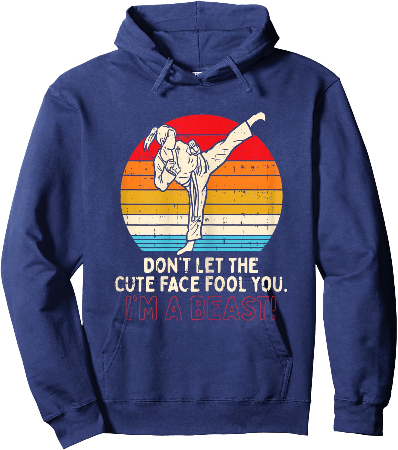 BoredKoalas Dont Let Cute Face Fool You Girl Taekwondo Kick Karate Gift Hoodie - Hoodie | Navy