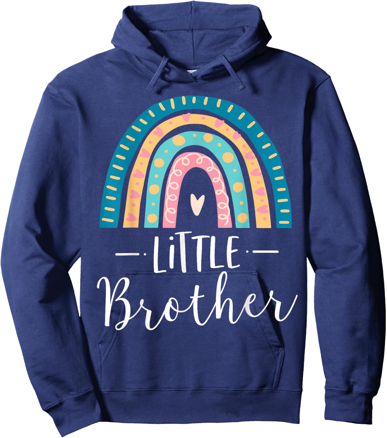 Little Brother Rainbow Sibling Gift Family Matching Birthday Hoodie - Hoodie | Navy