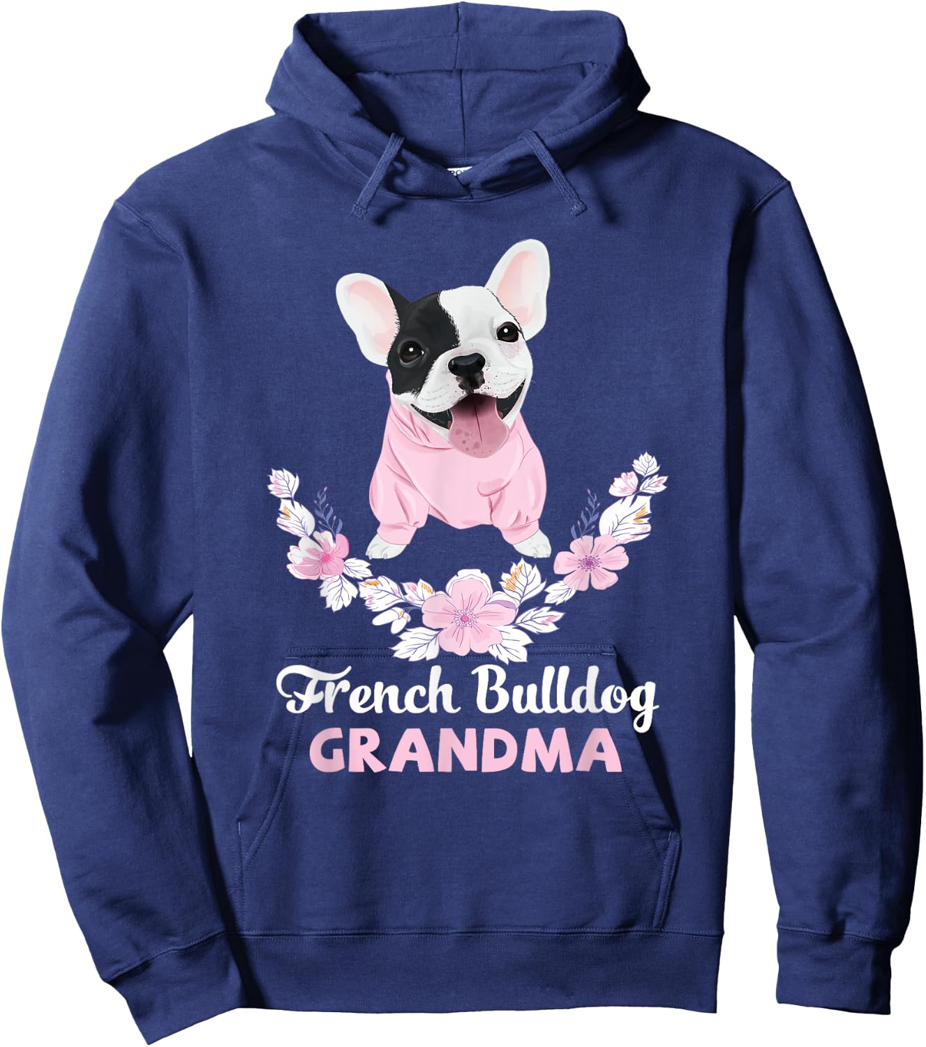French Bulldog Grandma Frenchie Grandma Women Girls Kids Hoodie - Hoodie | Navy