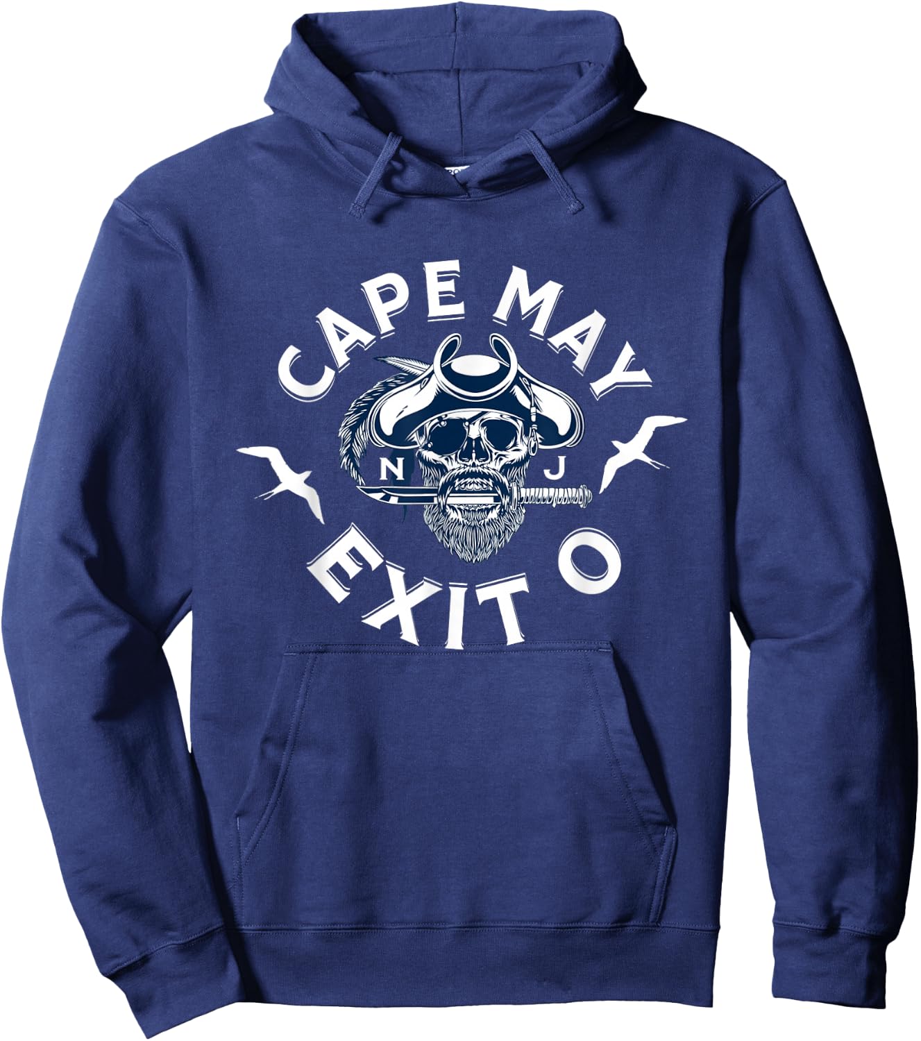 Cape May Exit 0 Pirate Face For New Jersey Beach Vacation Hoodie - Hoodie | Navy