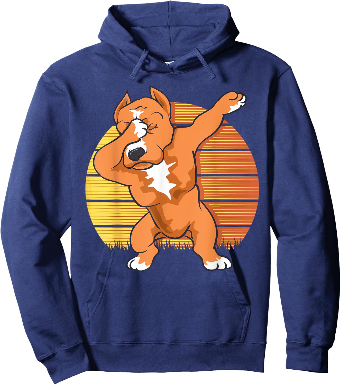 Vintage Sunset Funny Pitbull Dabbing Pitbull Fans Dog Men Women Kids Hoodie - Hoodie | Navy