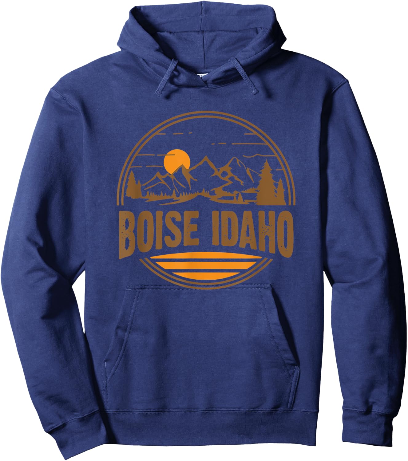 Vintage Boise, Idaho Mountain Hiking Souvenir Print Hoodie - Hoodie | Navy