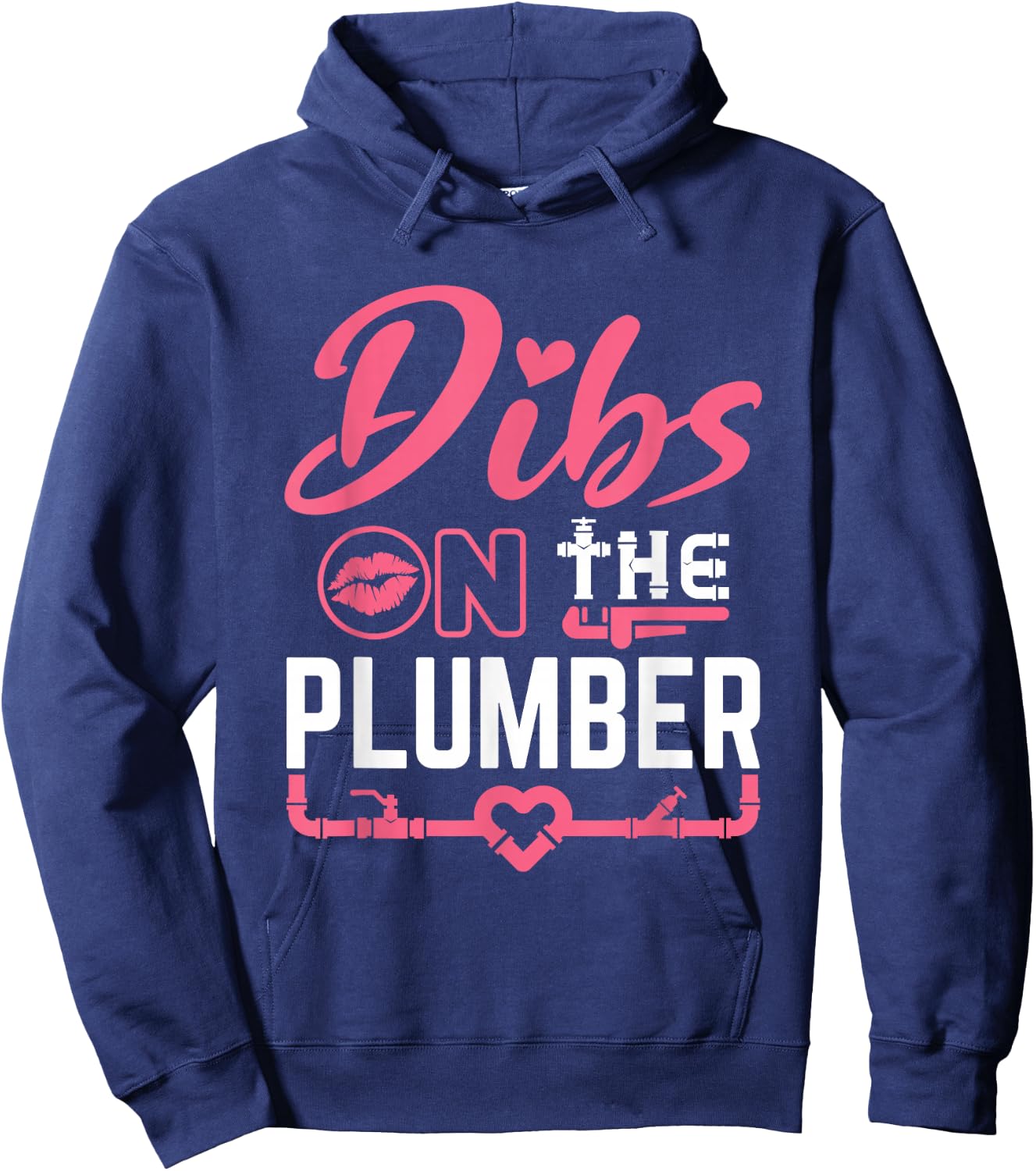 Plumbers Wife Gifts and Apparel Dibs on the Plumber Wife Girlfriend Fiance Cute Plumbing - Women's Black Modern Letter Print Short Sleeve - Small Hoodie - Hoodie | Navy