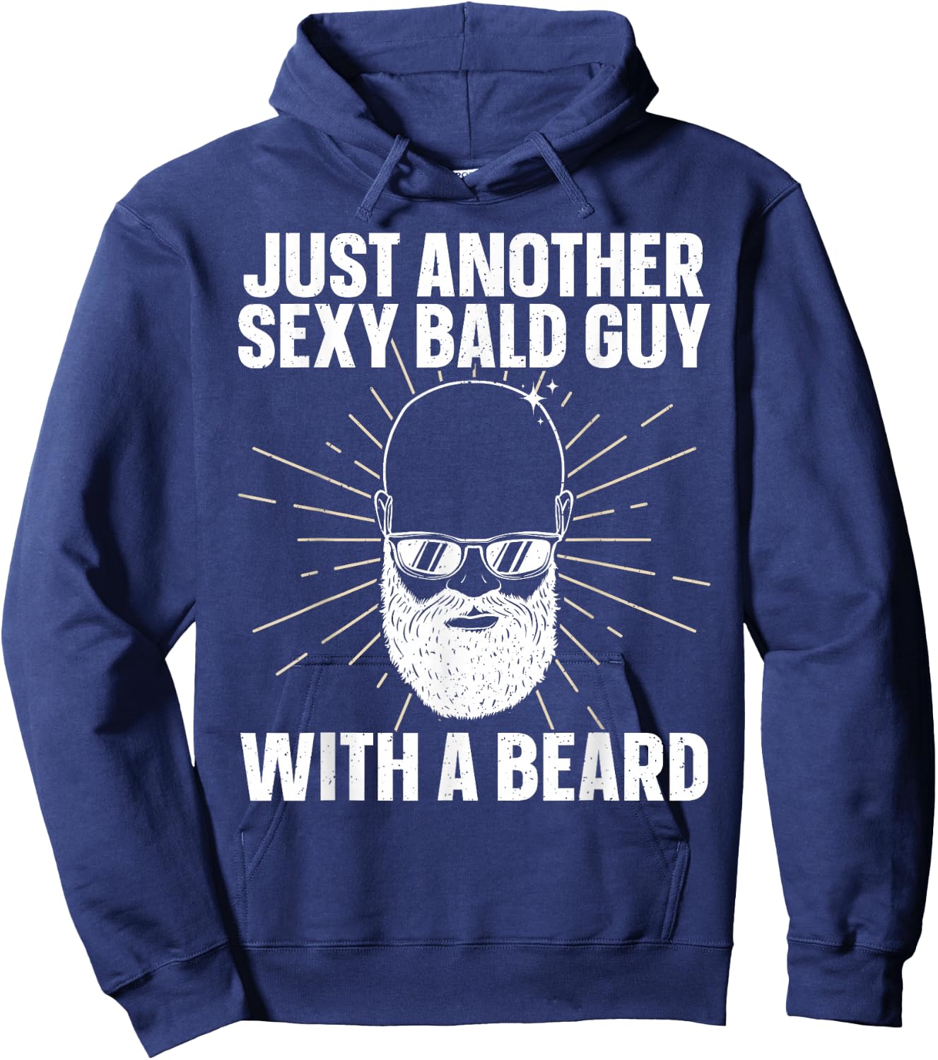 Funny Bald Man Art Boys Facial Hair Bearded Bald Guy Hoodie - Hoodie | Navy