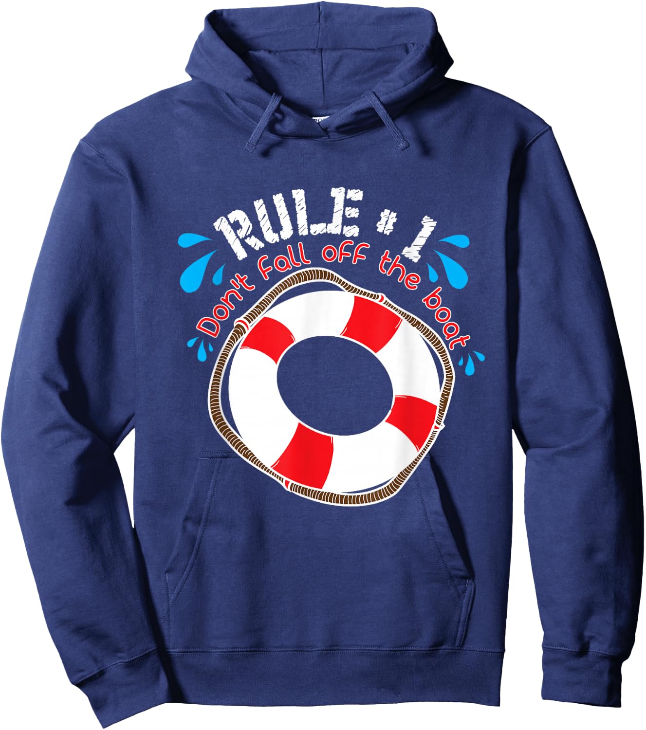 Funny Rule Number 1 Don't Fall off the Boat Holiday Cruise Hoodie - Hoodie | Navy