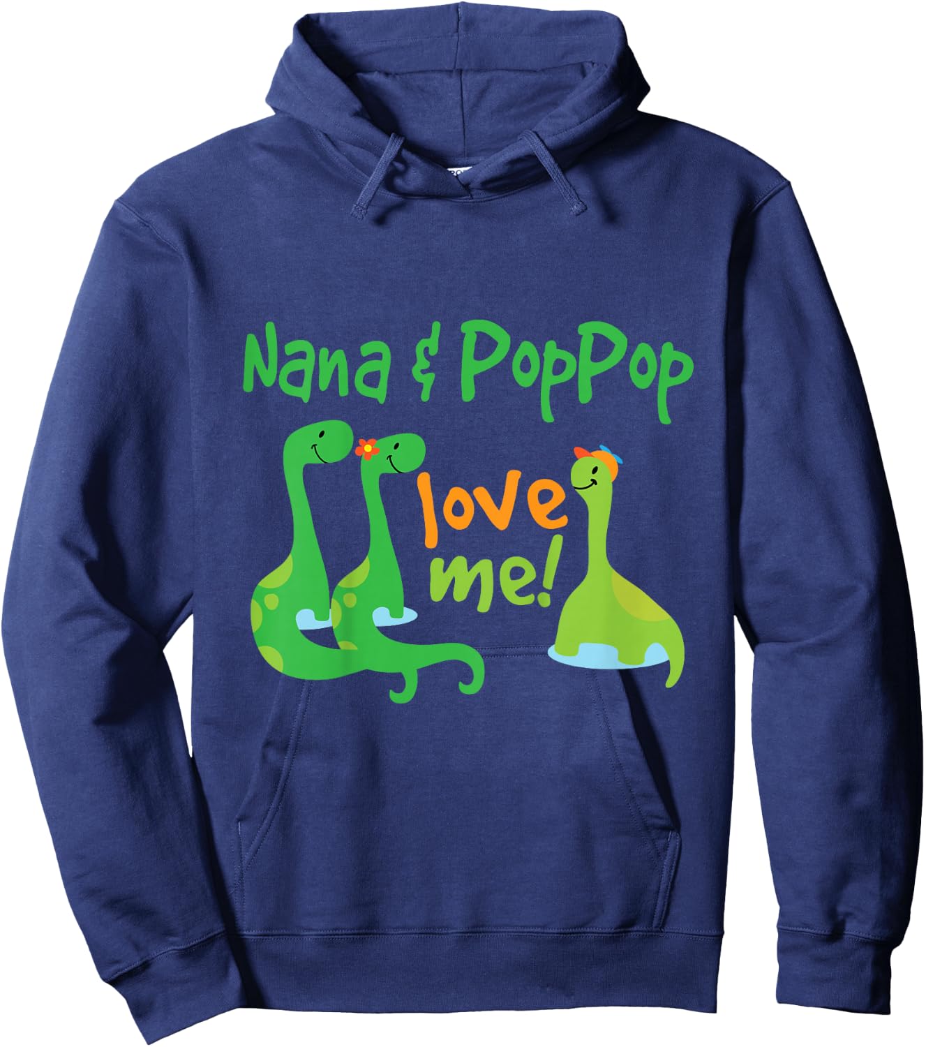 Kids Nana and PopPop Love Me Grandson Dinosaur Hoodie - Hoodie | Navy