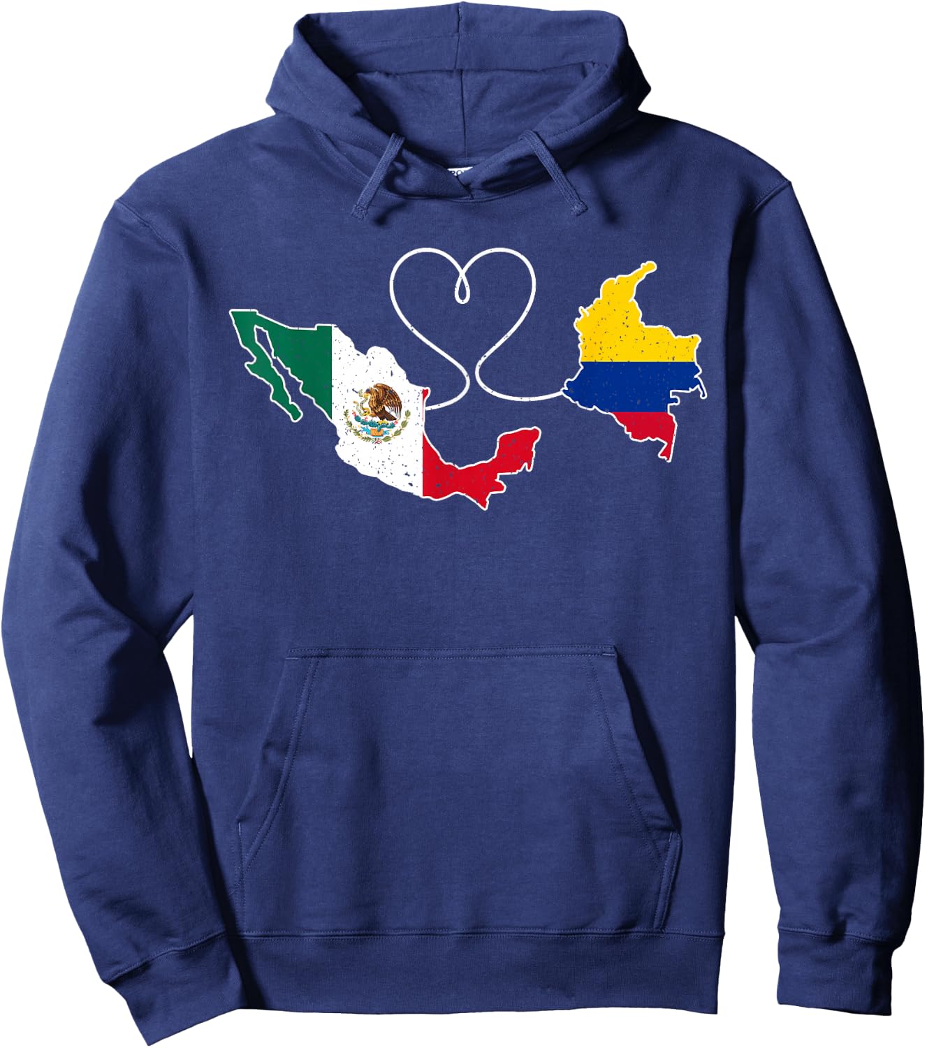 Half Colombian Half Mexican Map Mexico Colombia Flag Pride Hoodie - Hoodie | Navy