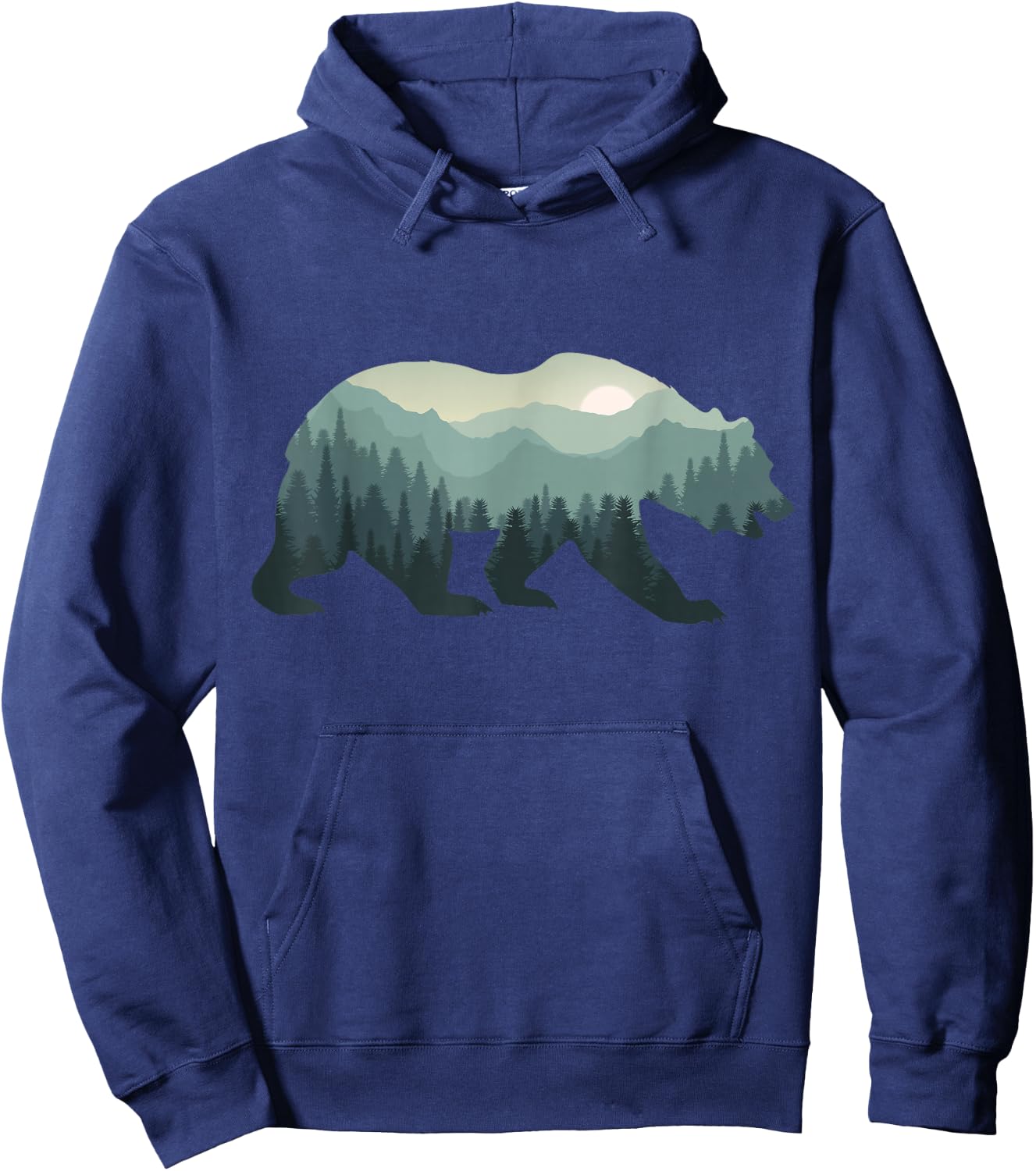 Misty Forest Bear Silhouette Wildlife Nature Lover Hoodie - Hoodie | Navy