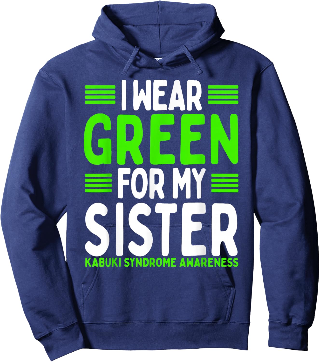 Green Ribbon Sibling Twin Kabuki Syndrome Awareness Sister Hoodie - Hoodie | Navy