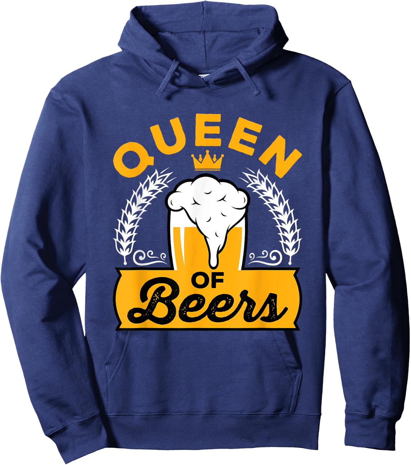 Queen of Beers Beer Babe Day Drinking Women Ladies Alcohol Hoodie - Hoodie | Navy