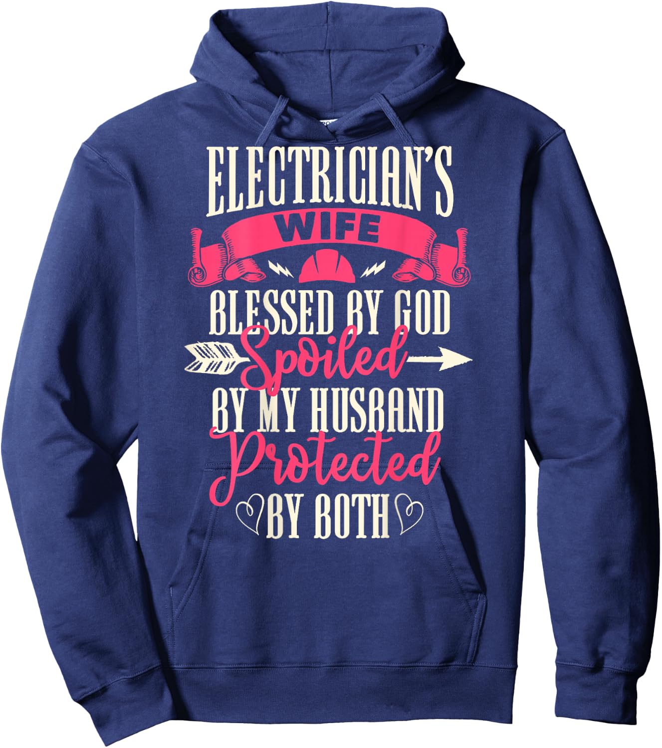 Electrician Gifts Wife Design On Back Hoodie - Hoodie | Navy