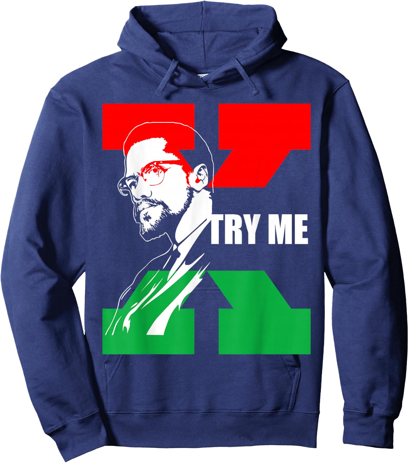 Black Lives Matter BLM Try Me Pan-African Malcolm Afro Hoodie - Hoodie | Navy