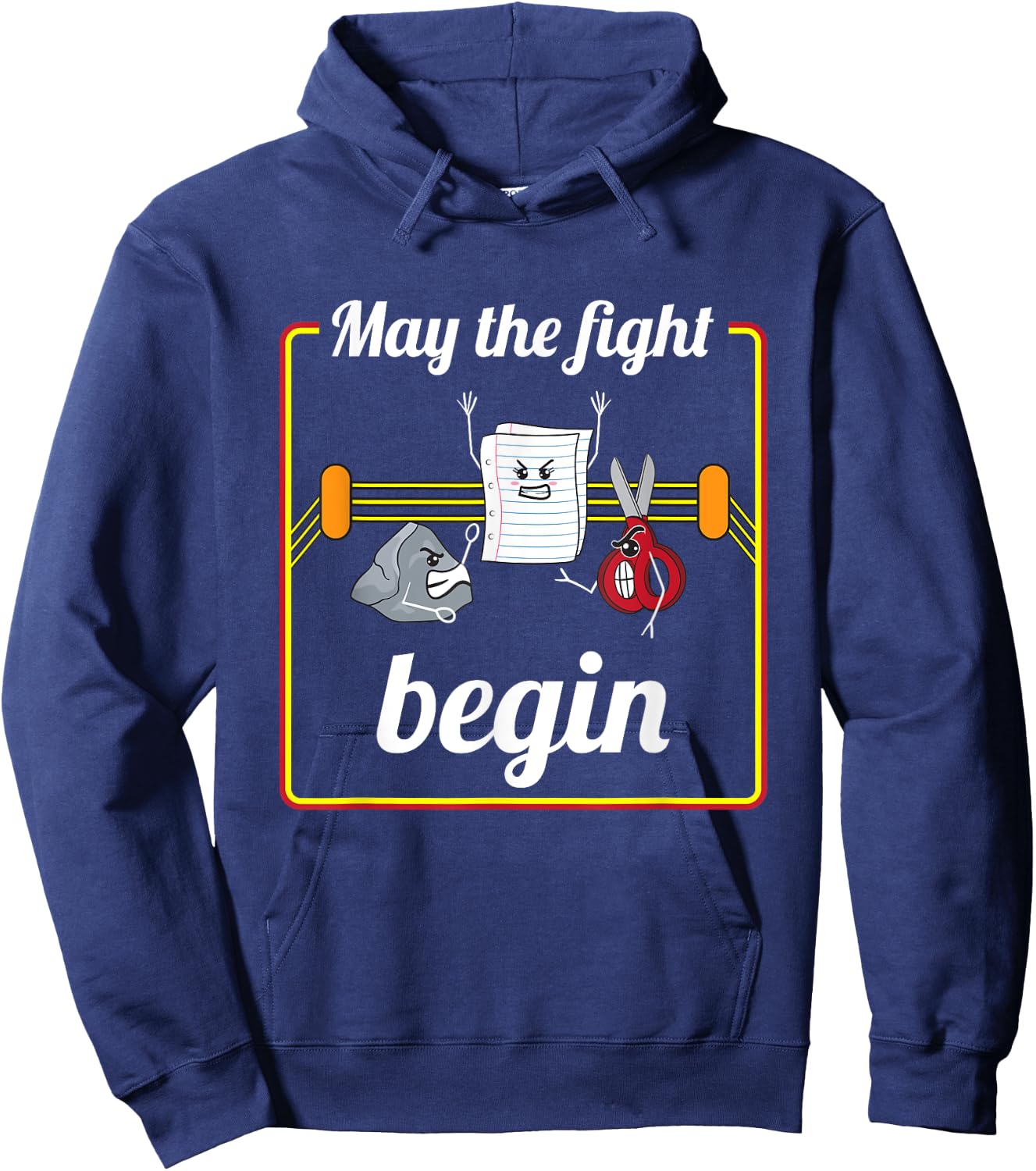 May The Fight Begin Cute Rock Paper Scissors Hoodie - Hoodie | Navy