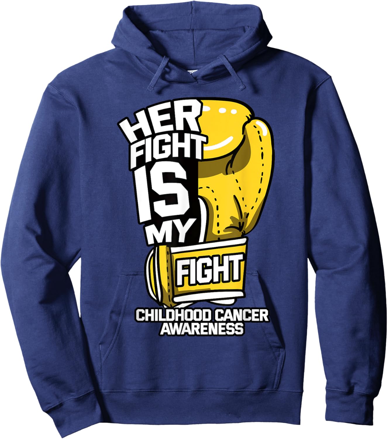Her Fight is My Fight Childhood Cancer Parents Ribbon Gift Hoodie - Hoodie | Navy