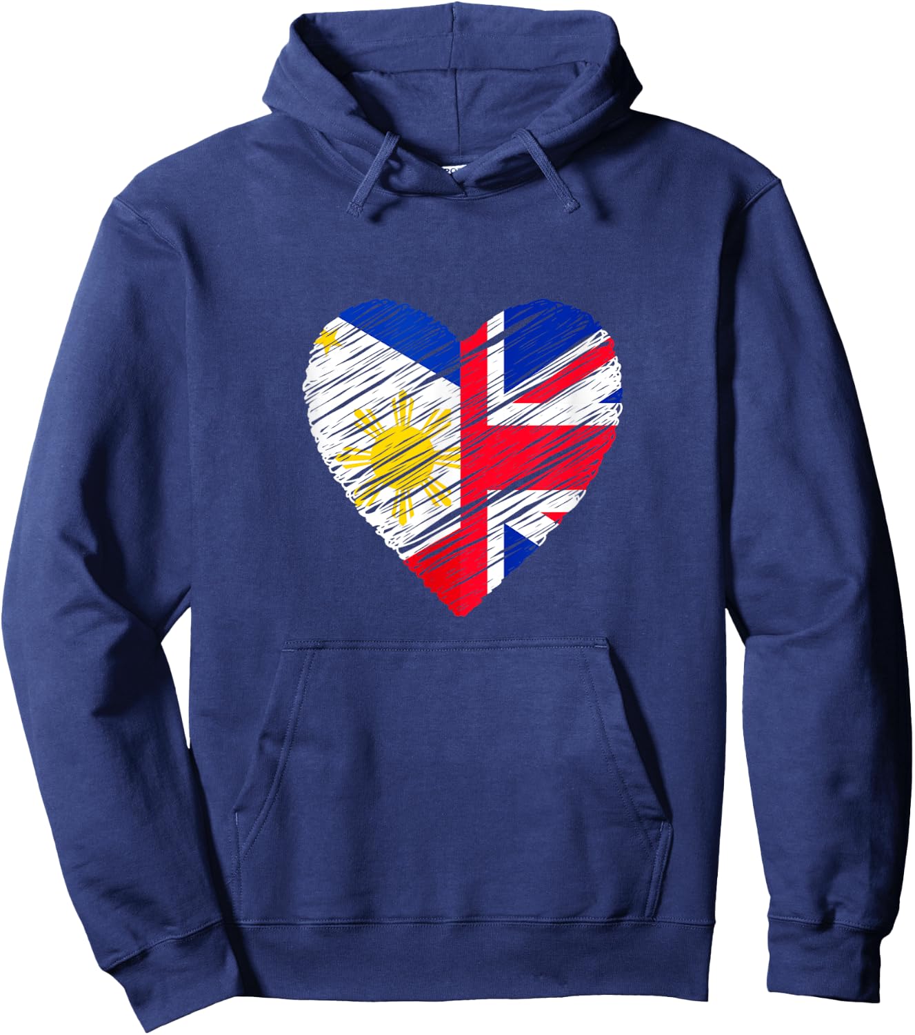 Philippines Great Britain Heart UK Flag Filipino Flag Heart Hoodie - Hoodie | Navy