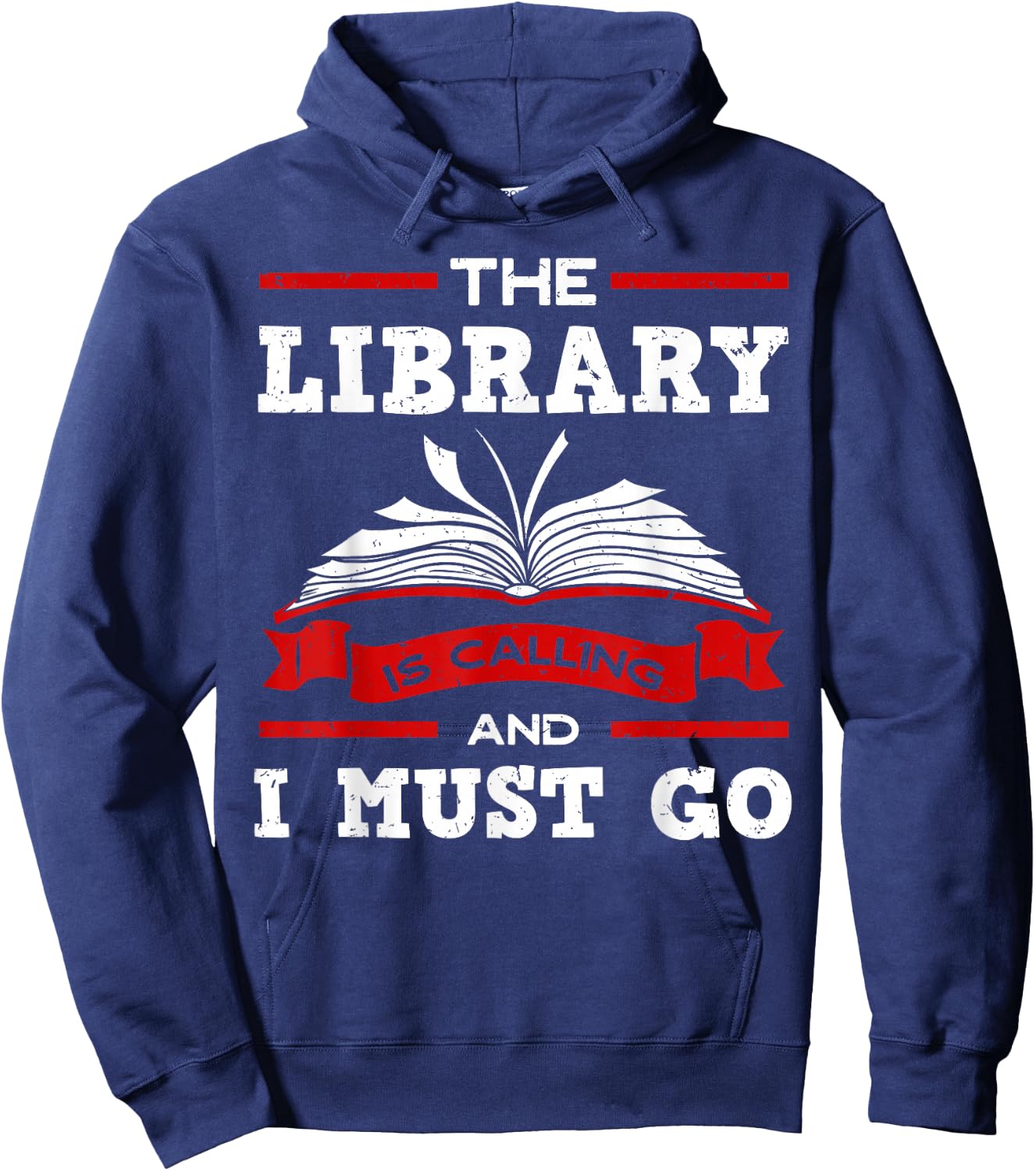 The Library Is Calling And I Must Go Reading Books Bookworm Hoodie - Hoodie | Navy