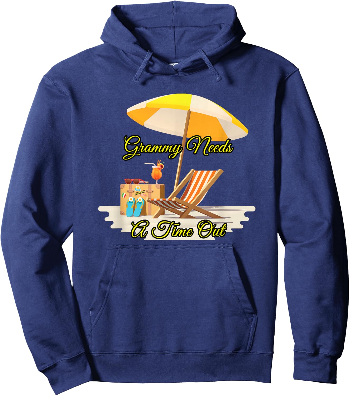 Grammy Needs A Timeout On The Beach With An Adult Beverage Hoodie - Hoodie | Navy