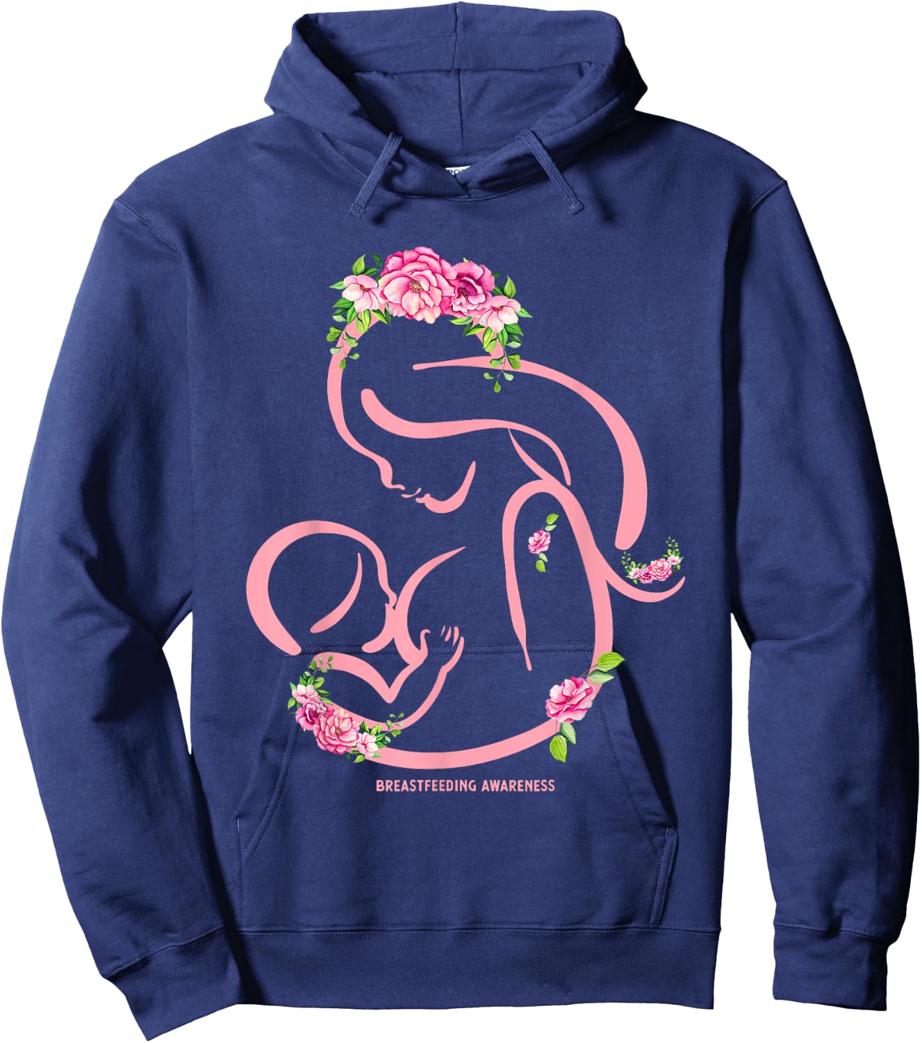 Breastfeeding Awareness Flowers - Normalize Breastfeeding Hoodie - Hoodie | Navy