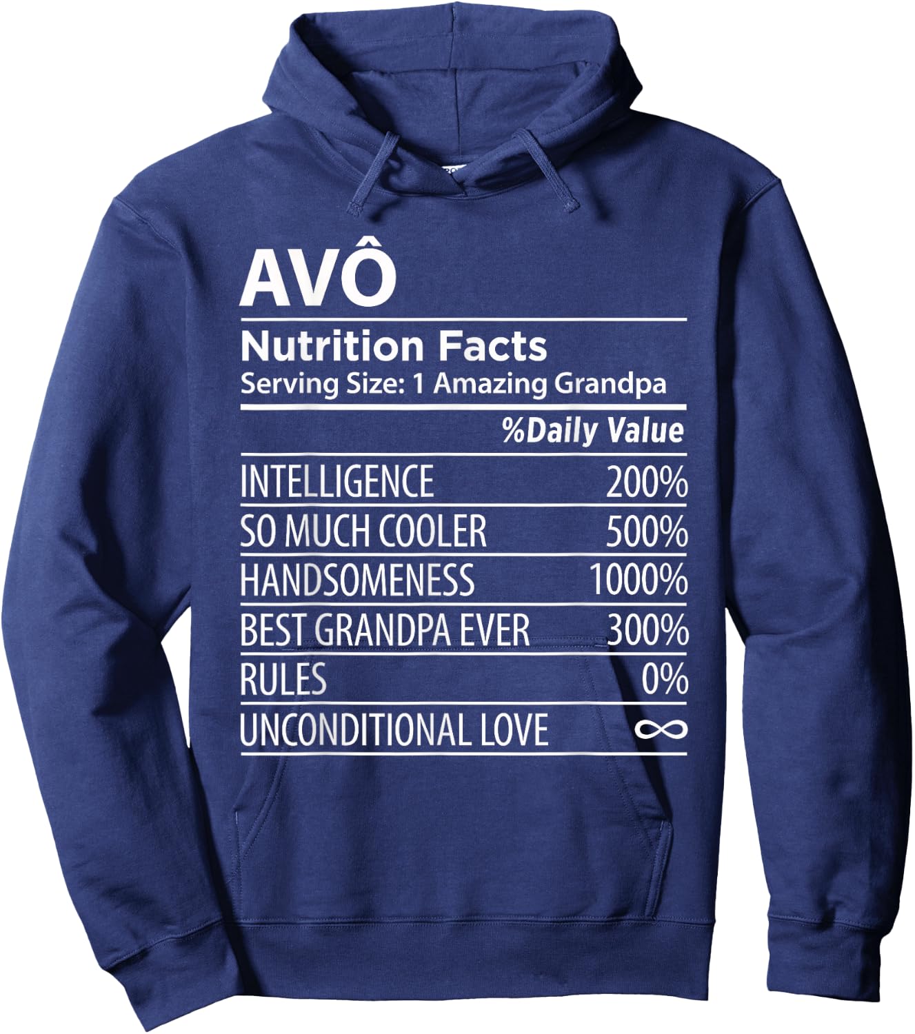 Avo Nutrition Facts | Funny Portuguese Grandpa Hoodie - Hoodie | Navy