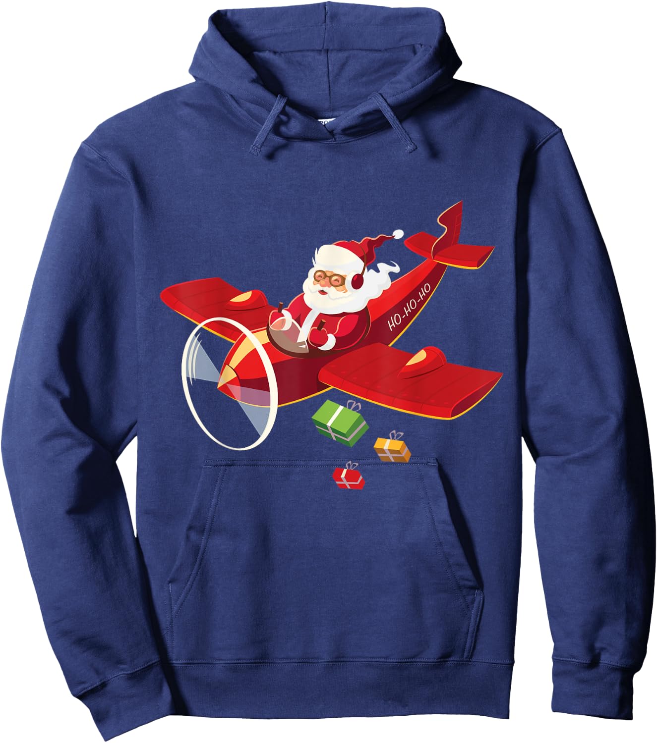 Christmas Santa Claus Pilot Flying Airplane Gift Hoodie - Hoodie | Navy