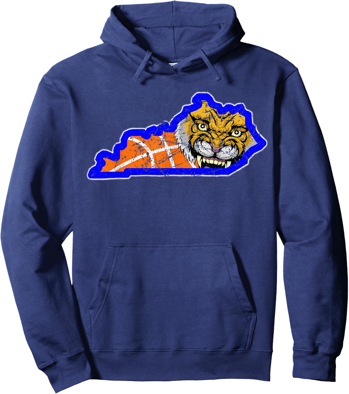 Vintage Worn State of Kentucky Basketball State Shape Hoodie - Hoodie | Navy