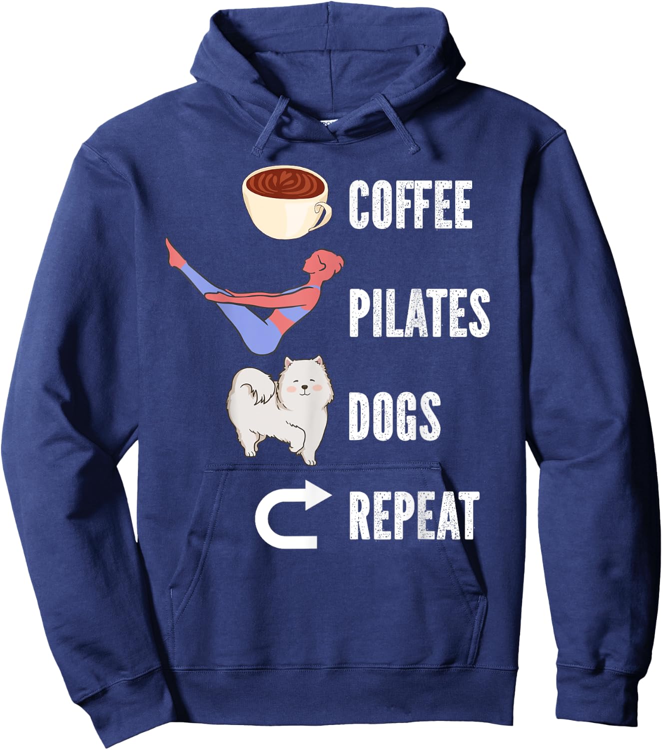 Coffee Pilates Dogs Repeat Design For Dog And Pilates Lovers Women Girls Kids Hoodie - Hoodie | Navy