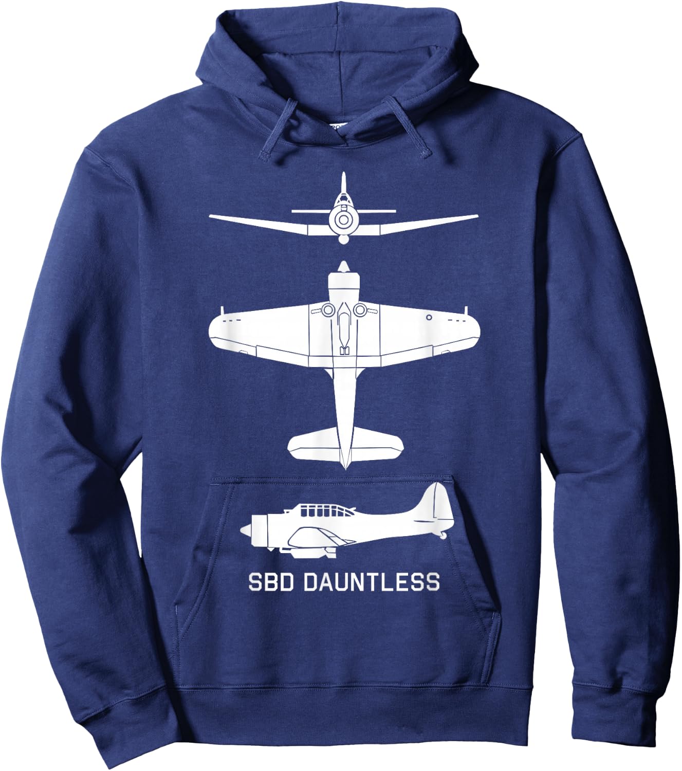 SBD Dauntless American WW2 Dive Bomber Plane Silhouettes Hoodie - Hoodie | Navy