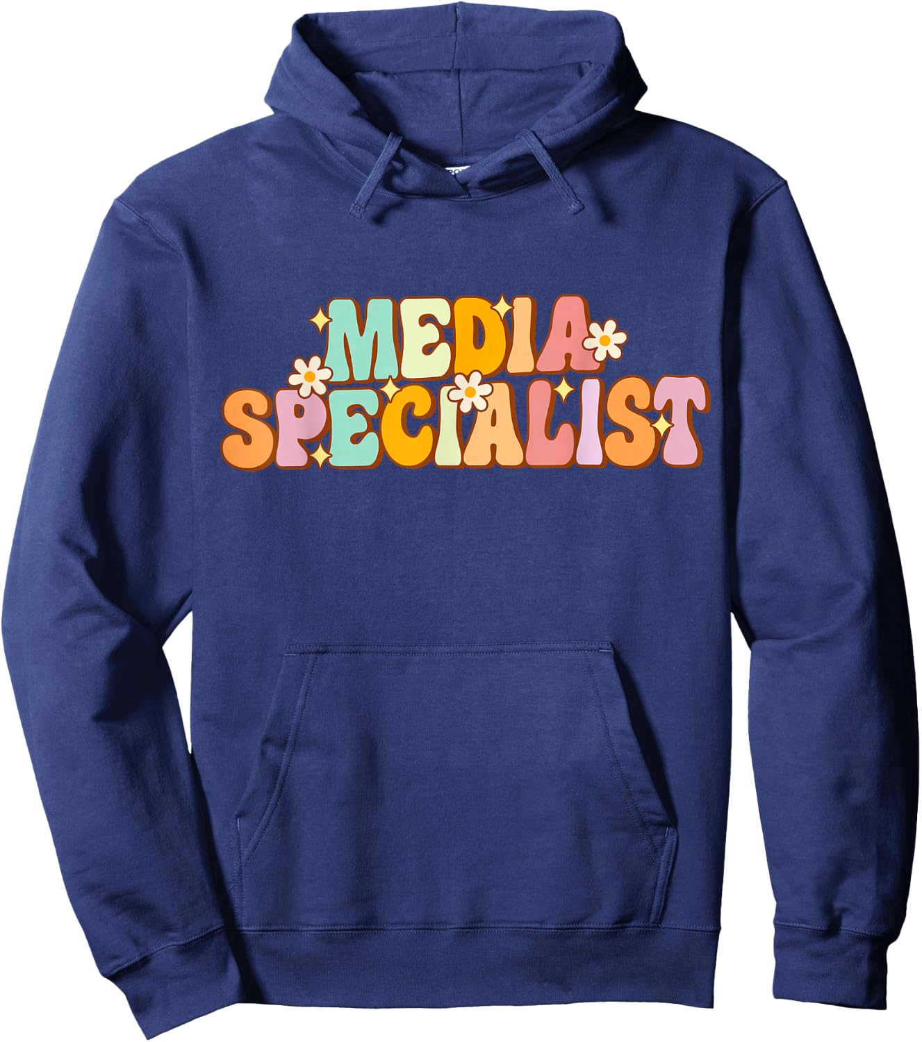 School Librarian Library Squad Groovy Media Specialist Hoodie - Hoodie | Navy