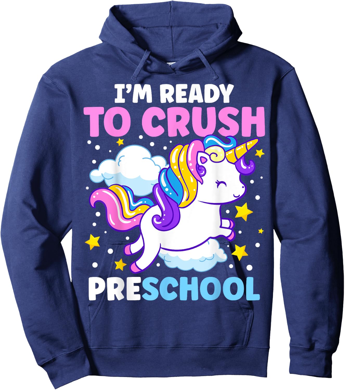 First Day of Pre-K I'm Ready To Crush Preschool Unicorn Kids Hoodie - Hoodie | Navy