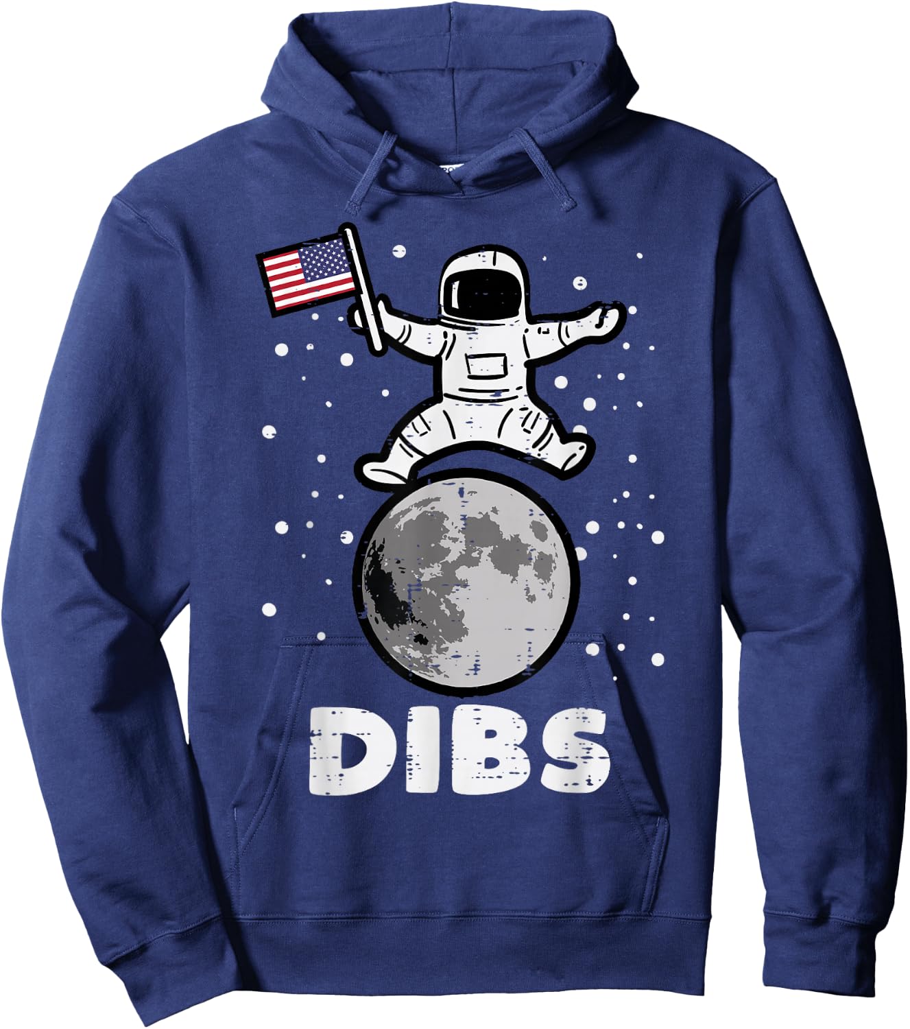 4th July Astronaut Dibs Moon US Flag America Men Women Kids Hoodie - Hoodie | Navy