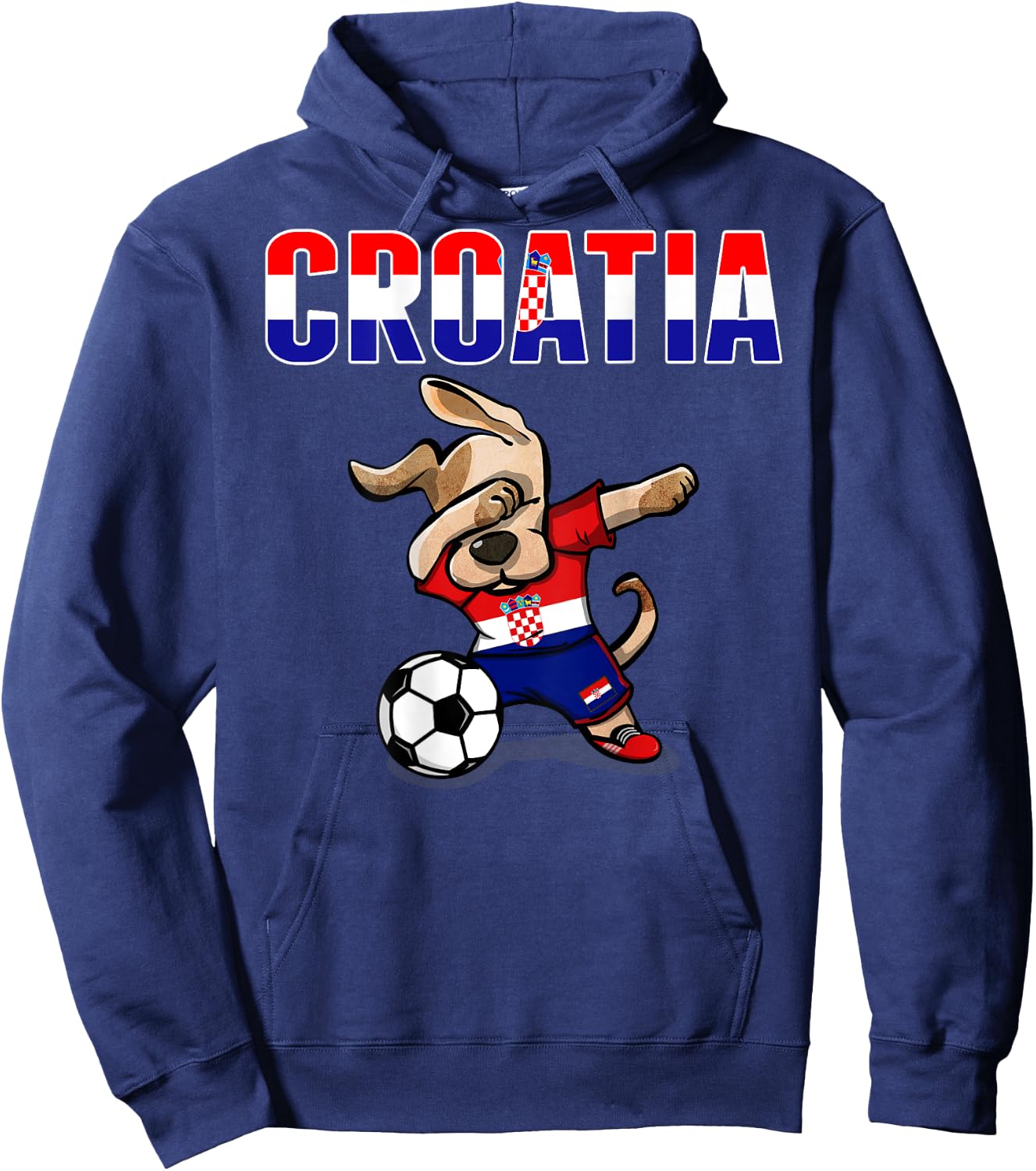 Dabbing Dog Croatia Soccer Fan Jersey Croatian Flag Football Women Kids Hoodie - Hoodie | Navy