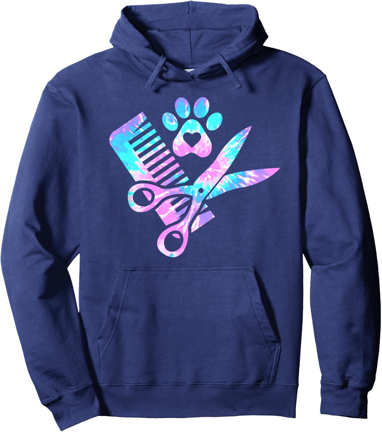 Dog Groomer Tie Dye Dog groomers Matching team Hoodie - Hoodie | Navy