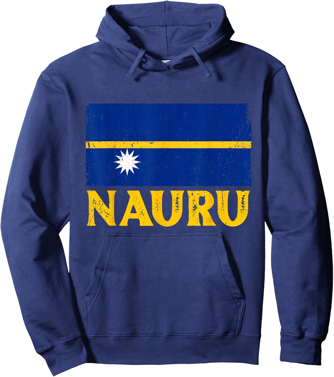Distressed Retro Nauru Flag Men Women Kids Patriotic Hoodie - Hoodie | Navy