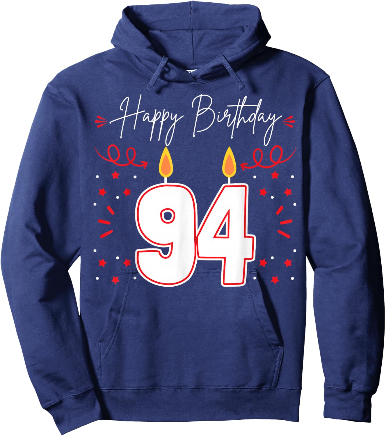 Candle 94 Birthday Party Decoration Wishes Candlelight Cake Hoodie - Hoodie | Navy
