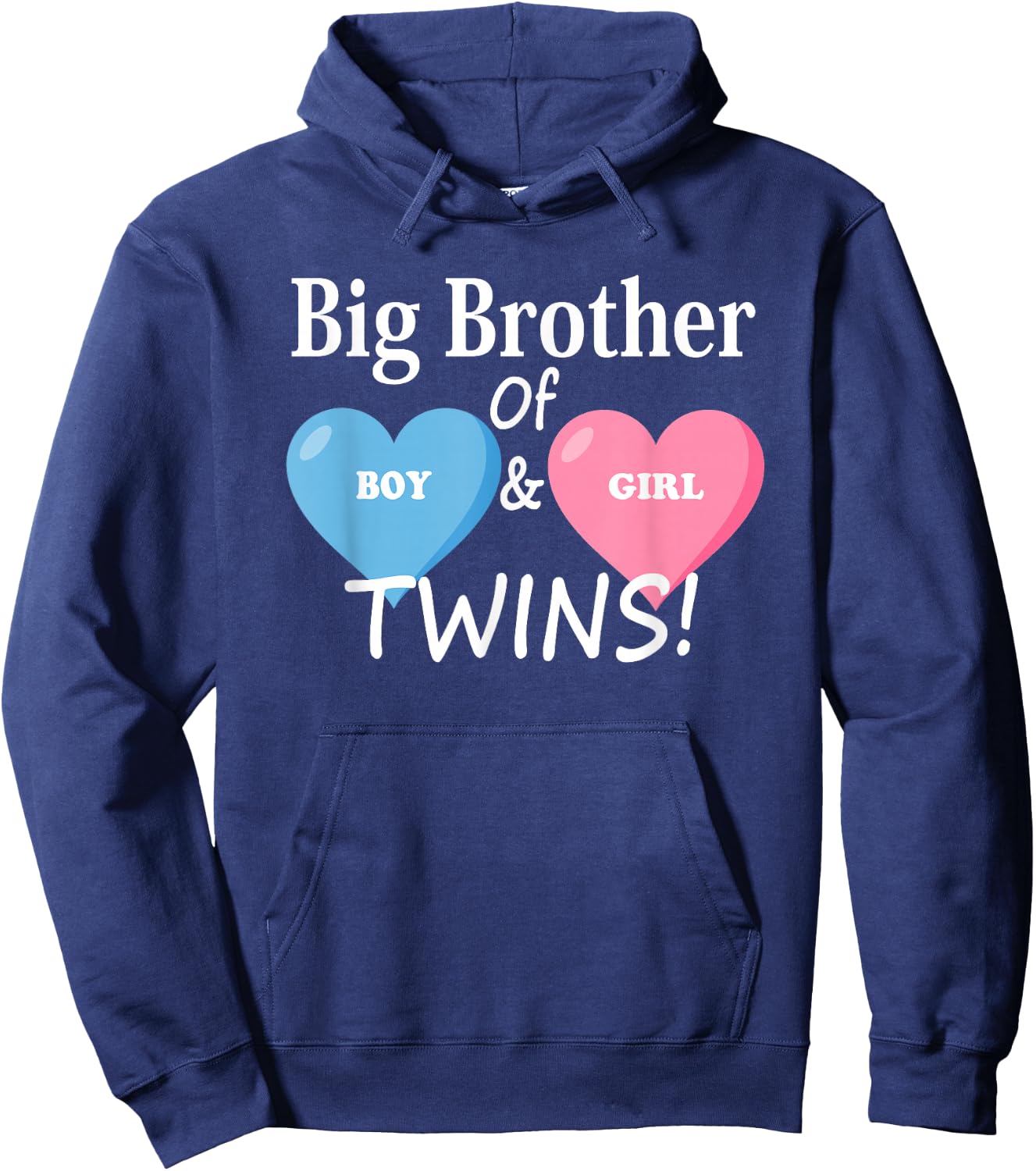 Sibling Heart for Twins and Twins, Big Brother of Boys and Girls Hoodie - Hoodie | Navy