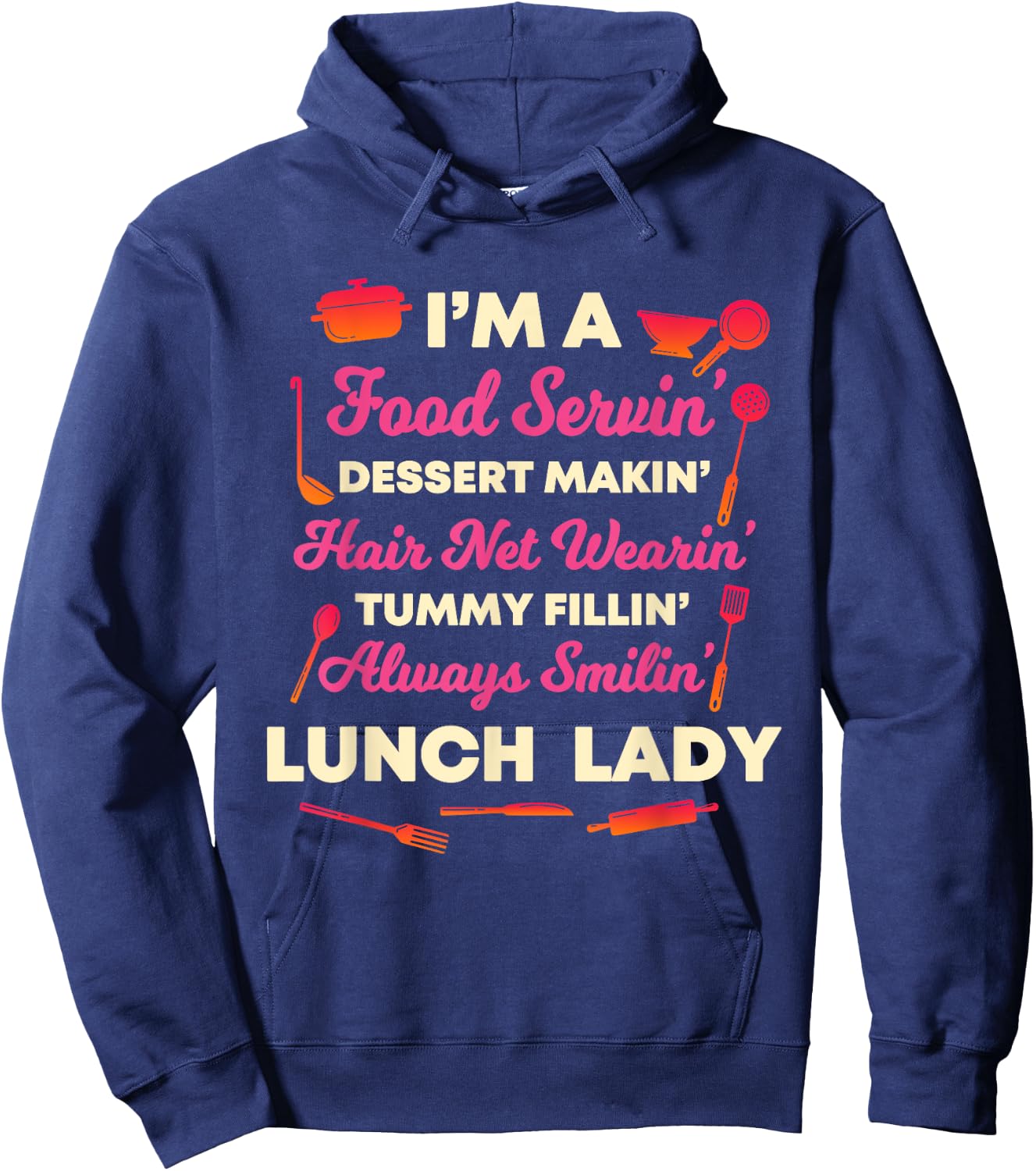 Lunch Lady Cafeteria Crew School Food Service Worker Aide Hoodie - Hoodie | Navy