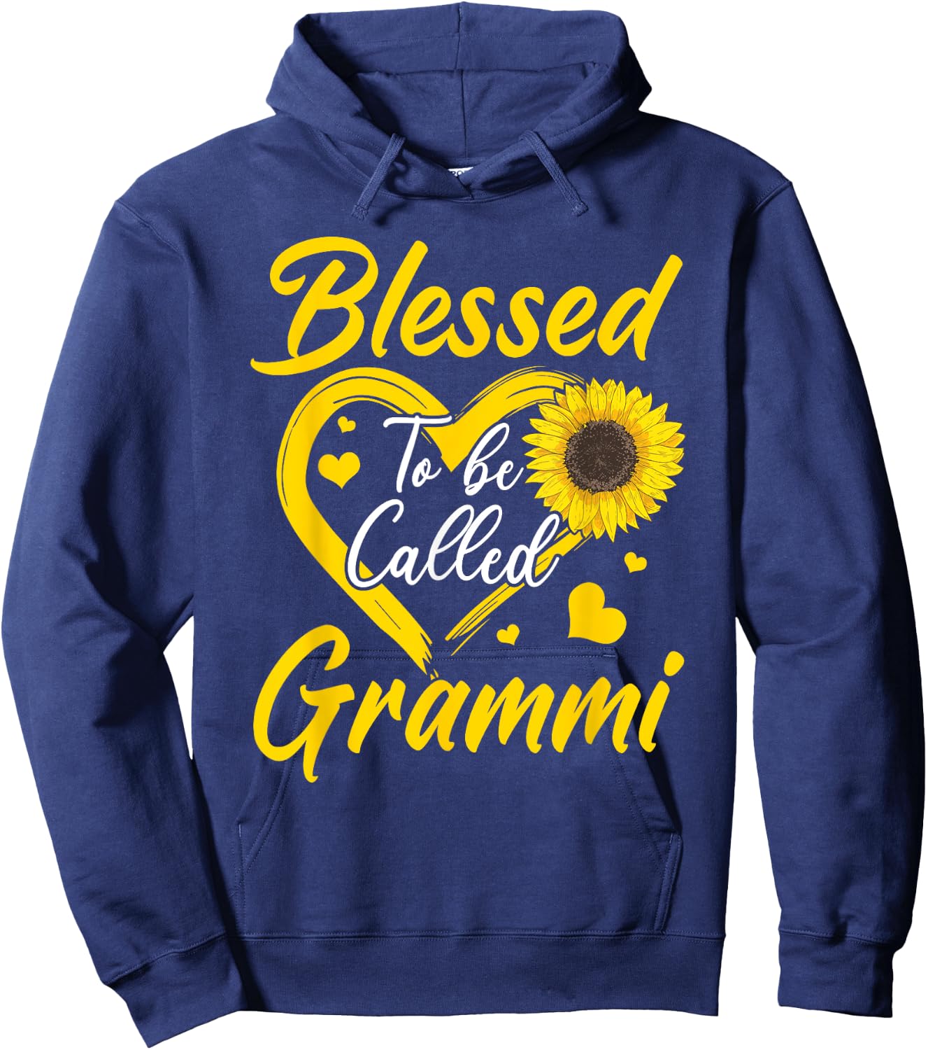 Blessed To Be Called Grammi Sunflower Heart Mother's Day Hoodie - Hoodie | Navy