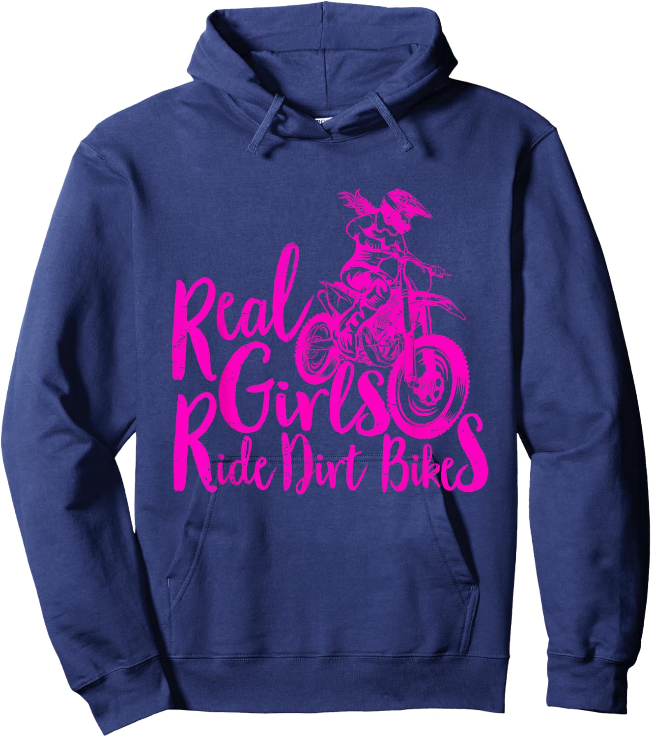 Real Girls Ride Dirt Bikes Funny Quote for Motocross Girl Hoodie - Hoodie | Navy