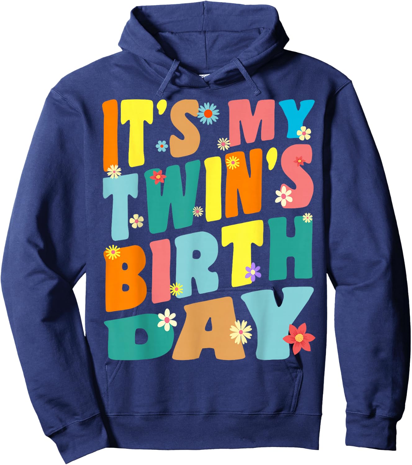 It's My twin's Birthday Retro Vintage Women Men Kids Hoodie - Hoodie | Navy