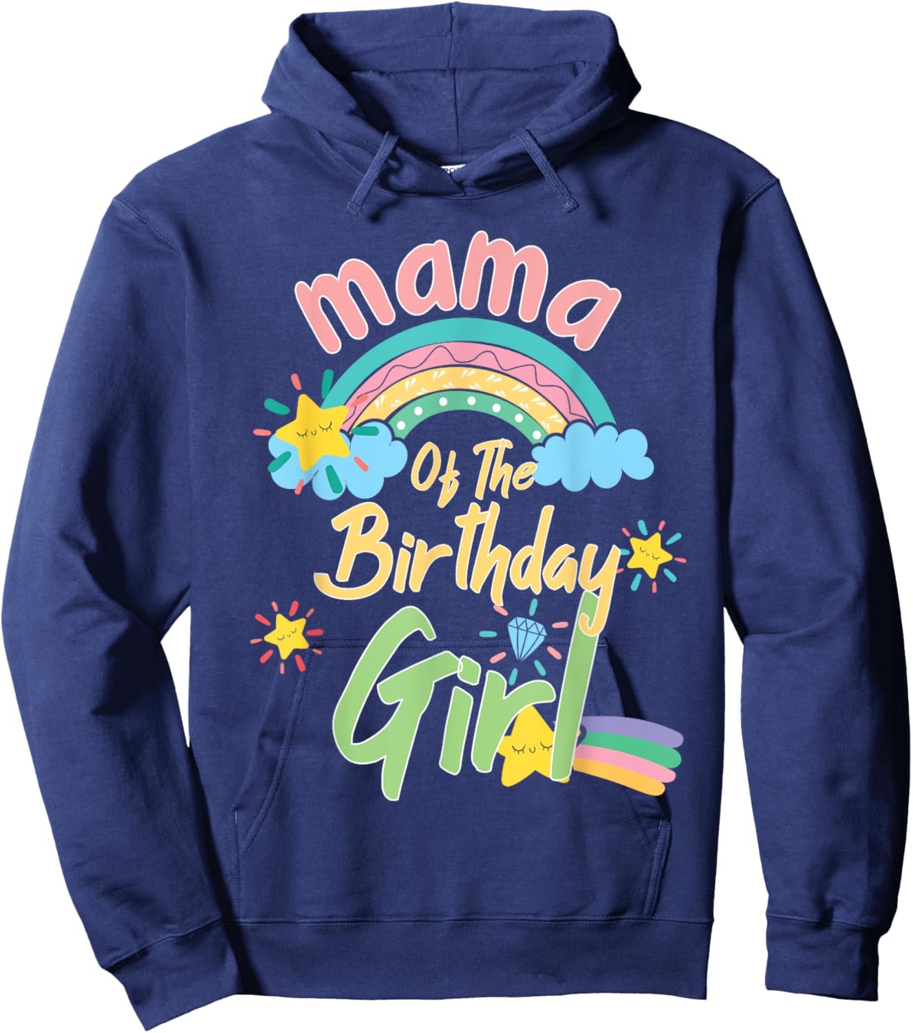 Mama Of The Birthday Girl Rainbow Matching Family Hoodie - Hoodie | Navy