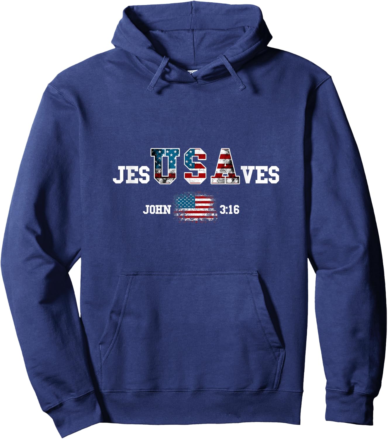 Jesus Saves USA American Flag Patriotic Christian Hoodie - Hoodie | Navy