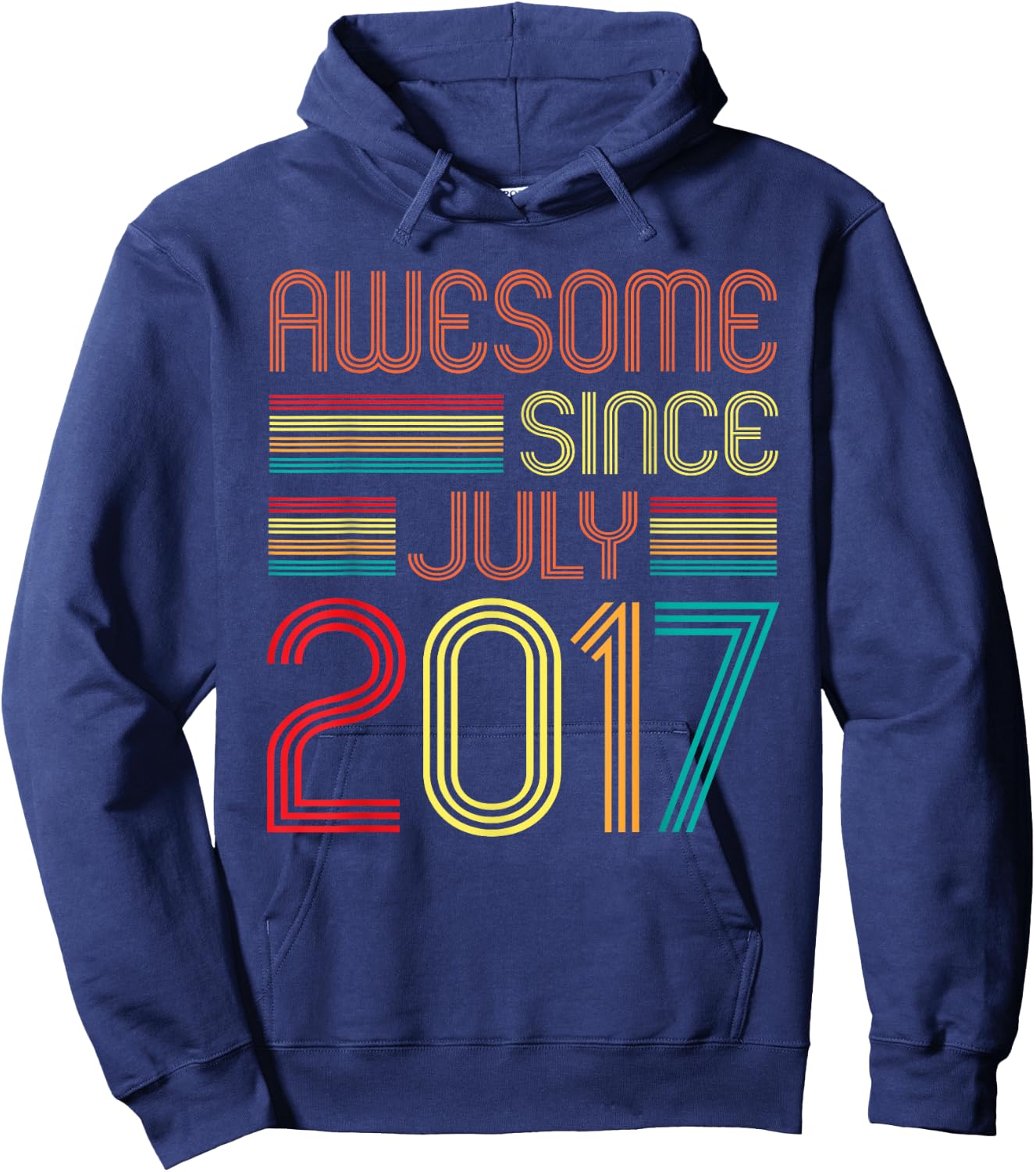 Awesome Since July 2017 Vintage 8th Birthday 8 Years Old Hoodie - Hoodie | Navy