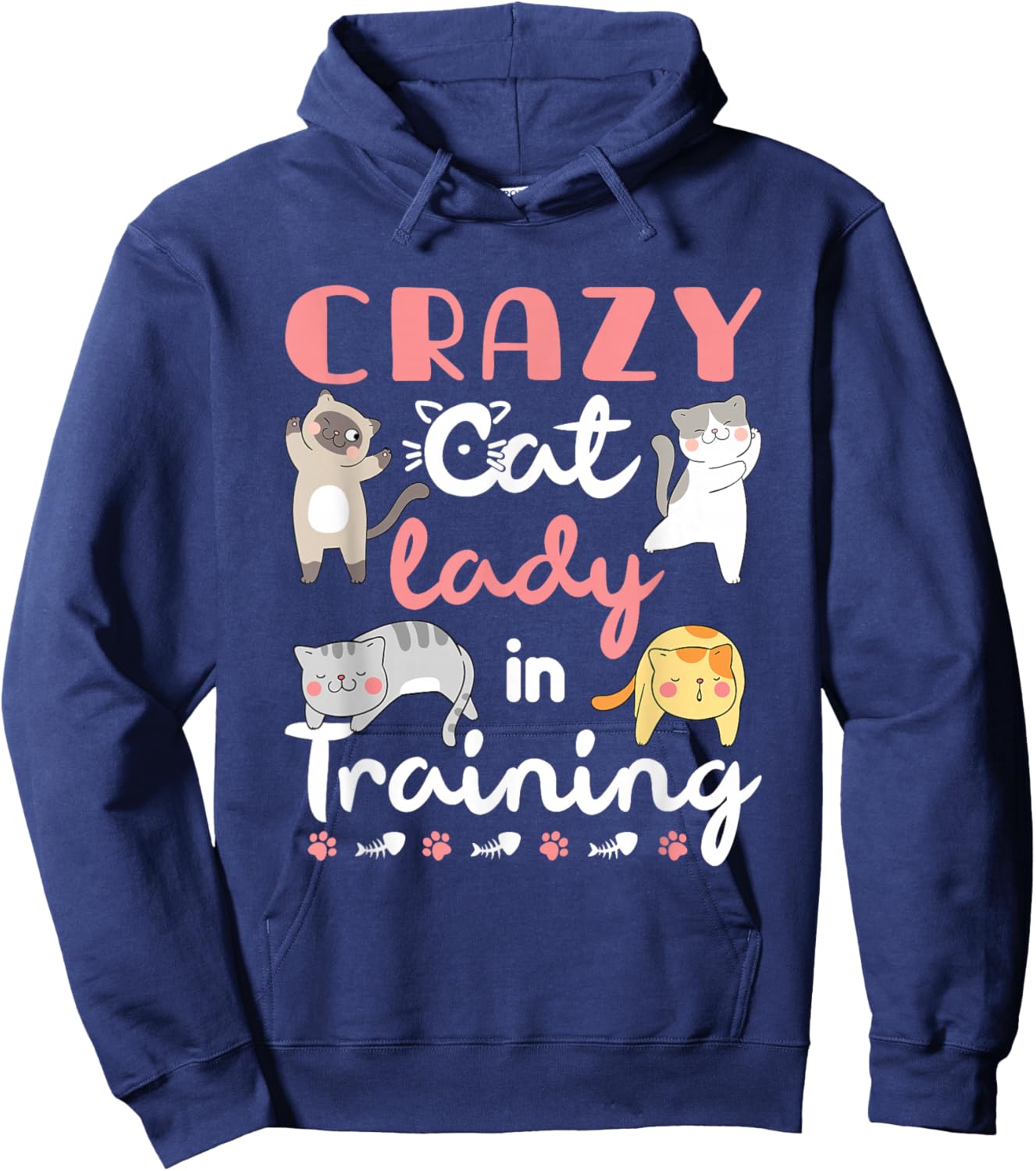 Crazy Cat Lady in Training Women Girls Kitty Cats Hoodie - Hoodie | Navy