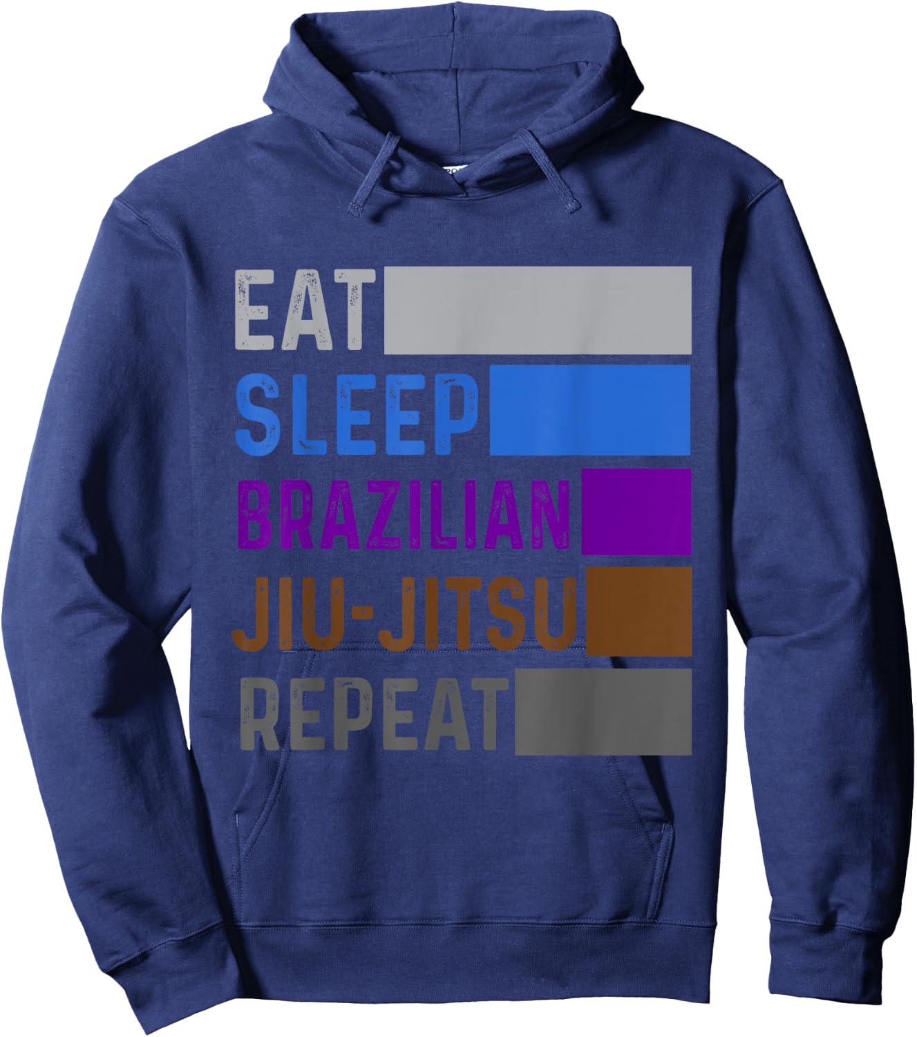 Eat Sleep Brazilian Jiu Jitsu Repeat Belt Ranking Gracie BJJ Hoodie - Hoodie | Navy