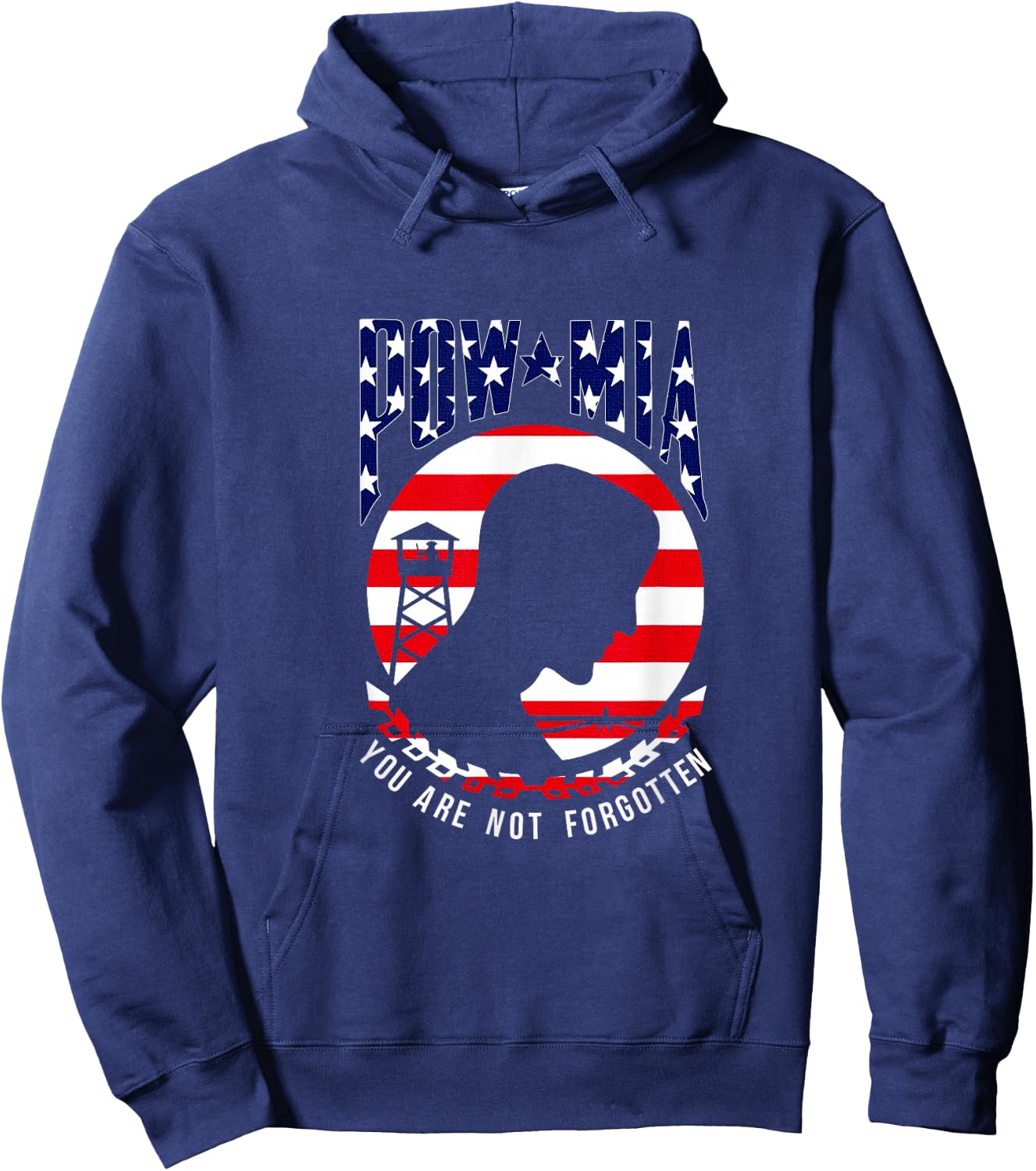 POW MIA - You are Not Forgotten - Short Sleeve Hoodie - Hoodie | Navy