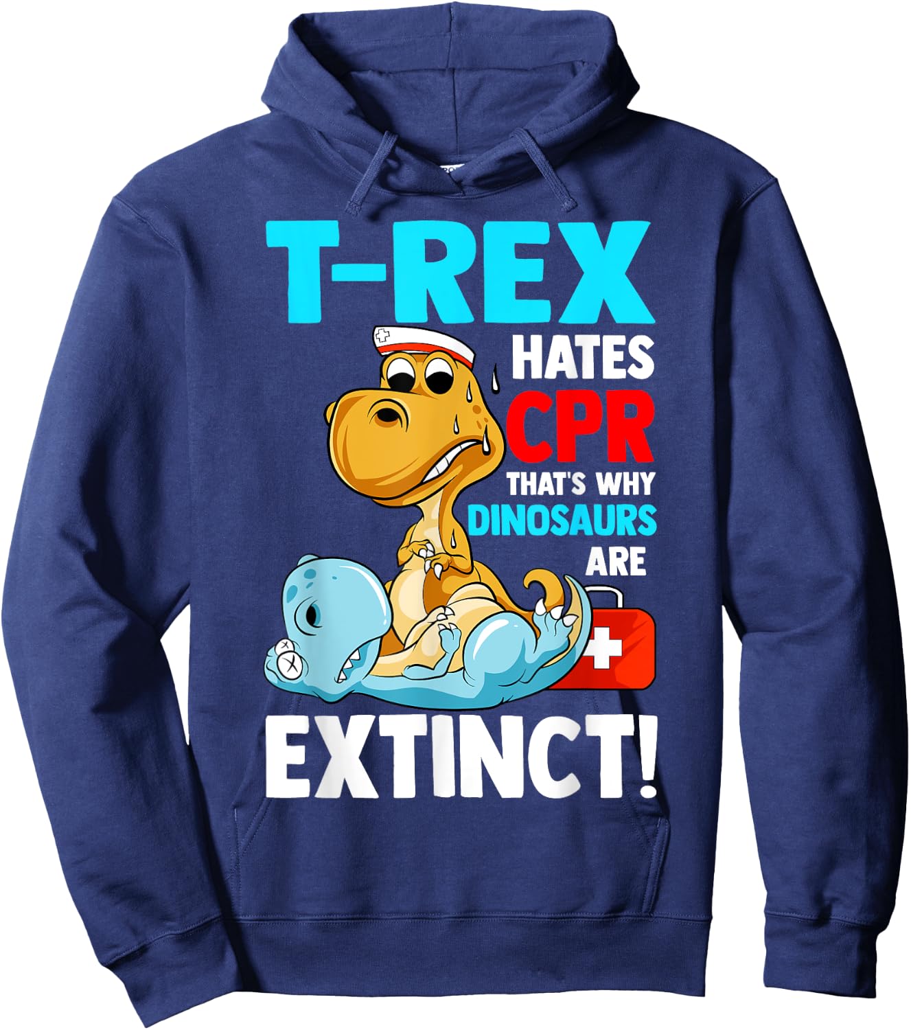 Funny Cpr Instructor First Aid For T-Rex Dino Lovers Kids Hoodie - Hoodie | Navy